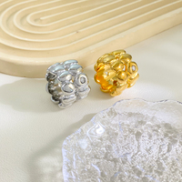 Bagues de mode à double couche en forme de blocs irréguliers épais, plaquées or, bijoux de fiançailles en acier inoxydable