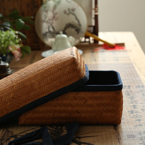 With Eyes <b>Bamboo</b> Woven Tea Storage Box Rectangle Handmade Traditional Food <b>Container</b> For Tea Ceremony Travel Use - Product Image 2