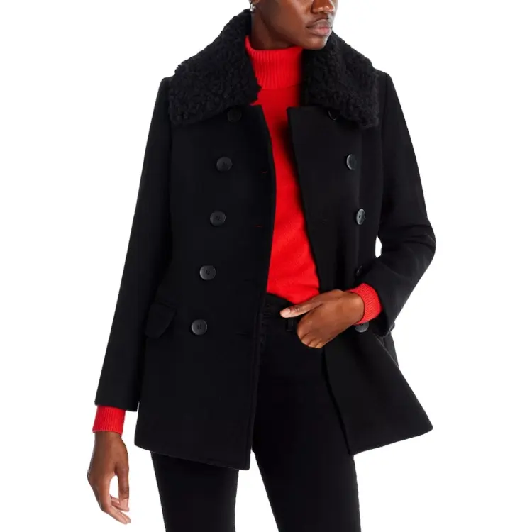 Sıcak satış faux kürk yaka kadın mont artı boyutu kadınlar kışlık palto uzun ceket dış giyim