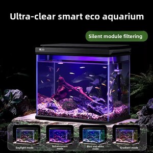 حوض أسماك زجاجي فائق الوضوح من JSD Smart Jinjing مع مضخة هادئة و4 أوضاع إضاءة LED ونظام ترشيح وشاشة عرض درجة الحرارة للمنزل - Product Image 6