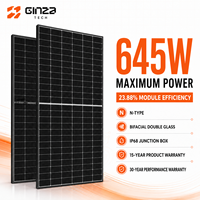 Module solaire 24,1 kWc à rendement élevé 645W, type N, bifacial, double vitrage, 210R, 132 demi-cellules, panneau PV monocristallin pour EPC