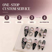 Autocollants pour ongles à pointes longues, style gothique noir, motif croix sombre, très tendance