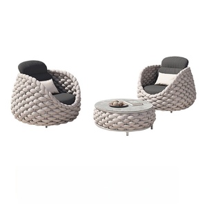 Set Divano da Esterno per Villa, Salotto da Giardino, in Corda Intrecciata Impermeabile e Resistente alle Intemperie - Product Image 5