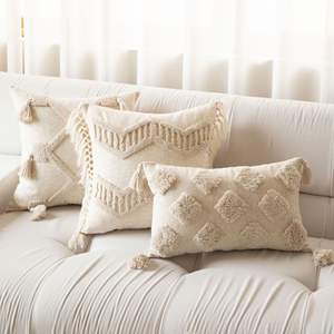 Funda de Cojín Bohemia Rectangular con Patrón Geométrico, de Felpa de Algodón y Poliéster, con Borlas Decorativas, para Sala de Estar y Hogar - Product Image 3