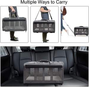 JW-transportador de mascotas con ruedas y ventilación de malla transpirable, enrollable, aprobado por la línea aérea de viaje - Product Image 5