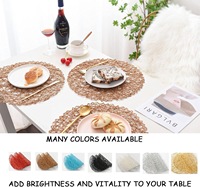 Sets de table ronds pour table à manger, napperon en papier tissé Boho Decor Circle pour mariage Noël Thanksgiving Holiday Dinner