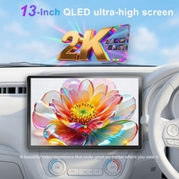 Autoradio GPS 13 pouces Android 14 1/2Din, lecteur multimédia, écran tactile CarPlay, écran QLED, commande vocale, caméra 360°