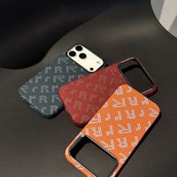 Étui de téléphone pour 17 Pro Max & 16/15, en fibre de carbone, luxe, motif à carreaux magnétique, protection 360°, porte-cartes, étuis pour téléphones mobiles