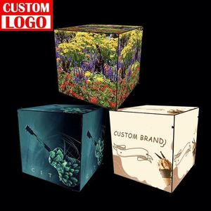 Wall-Mounted Rotating LED <b>Light</b> <b>Cube</b> with Aluminum Frame Portable Decorative Display for Parties and Events - Product Image 1