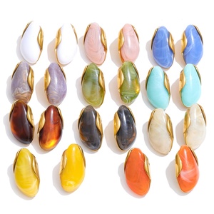 Pendientes Retro JINYOU 6604, Pendientes Multicolores de Resina, Chapados <span class=keywords><strong>en</strong></span> Oro de 18K, <span class=keywords><strong>Acero</strong></span> <span class=keywords><strong>Inoxidable</strong></span> PVD, Joyería - Product Image 1