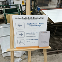 Panneau signalétique en acrylique Braille personnalisé, version anglaise, avec points tactiles en relief, guide directionnel pour espaces publics, modèle 005