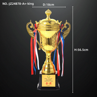 JZ 2026 Nouveauté : Trophée de championnat en métal doré, trophées génériques avec base en plastique noir pour différentes activités sportives