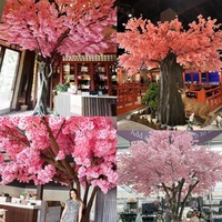 Arbre à fleurs de cerisier rose artificiel personnalisé de 13 pieds, cerisier japonais pour la décoration intérieure de café et de maison