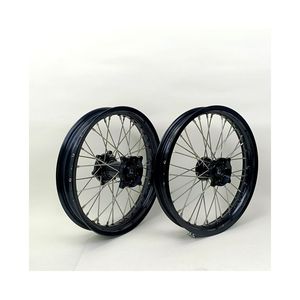 Nuevo Juego de Ruedas SX85 17 <span class=keywords><strong>Supermoto</strong></span> Motard, Aleación de Aluminio 7050-T6 Anodizado, Totalmente Negro, Rin Delantero/Trasero, Pit Bike, Mini Racing - Product Image 1
