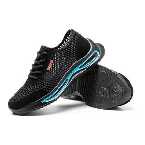 Dinggu 편안하고 통기성 안티 미끄럼 방지 정전기 방지 스매싱 강철 발가락 스포츠 작업 신발