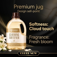 Produits de nettoyage : Liquide assouplissant pour le linge et détergent à lessive liquide, en bidon avec poignée, parfum longue durée et fraîcheur, pour le champagne, le café et les vêtements.