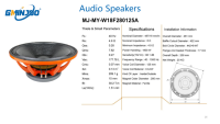 GMINJOO Subwoofer 18 pouces 1800W avec aimant de 220 mm et bobine vocale de 4 pouces, unité de woofer, boîtier métallique, plage de fréquences 20Hz-20kHz