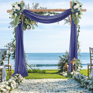 Ensemble de draperies d'arche de <span class=keywords><strong>mariage</strong></span> en mousseline 100D style européen de luxe avec perles, tissu de fond transparent personnalisable pour événements extérieurs et fêtes - Product Image 4