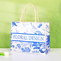Sac fourre-tout en toile de coton de luxe de haute qualité avec fermeture éclair, sac à main tendance pour le shopping et les cadeaux, avec impression personnalisée pour femmes