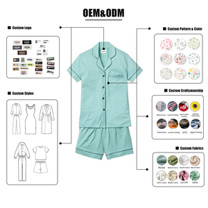 Hongbo manica corta <span class=keywords><strong>donna</strong></span> pigiami da notte <span class=keywords><strong>donna</strong></span> con Shorts all'ingrosso basso Moq di bambù <span class=keywords><strong>viscosa</strong></span> Design stampa colore <span class=keywords><strong>pigiama</strong></span> da <span class=keywords><strong>donna</strong></span> - Product Image 6
