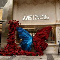 Arche de fleurs géante en forme de papillon, décorations de fleurs et de papillons pour mariage, fête d'anniversaire