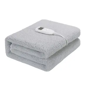 220 240v Single Control Washable Bed Warmer Sheep Grey Electric Blanket For Winter