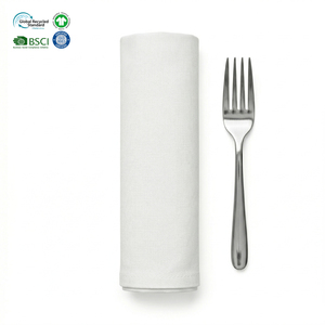 Wrinkle Resistant White 18x18 Inch Poly Cotton Blend Cloth Napkins Customizable Sizes Simple Style for Banquet Trade Show - Product Image 1