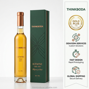 Botella de <span class=keywords><strong>Vino</strong></span> Helado de Lujo de 375 ml, Caja de Regalo Verde Bosque, Papel de Aluminio Dorado Rosa, Regalo de Navidad, Solución de Agencia de Diseño Integrado - Product Image 1
