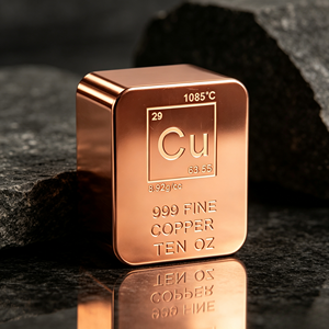 Square Rounded <b>Corner</b> Pure Copper <b>Block</b> 10 OZ 999 Fine Copper Raw Material Ingot - Product Image 4