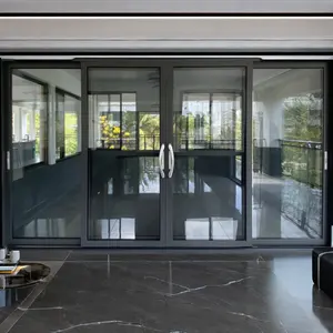 ヴィラ用の最新のモダンで豪華な屋外防水スライディングガラスパティオドア防音アルミニウム外装ドア