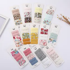 2022韩版面料卡扣女童蕾丝刺绣花发夹发夹长方形印花婴儿卡扣