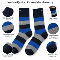 Chaussettes habillées mi-mollet pour hommes, en coton peigné respirant, à motif rayé classique, pour le bureau et les occasions décontractées
