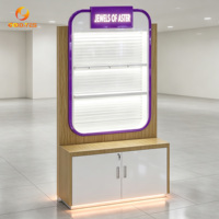 Support d'affichage mural personnalisé pour bijoux avec éclairage LED, armoire à bijoux en bois verrouillable pour boutique de détail