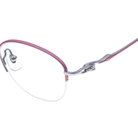 Montures de lunettes optiques demi-cerclées modernes en titane IP bicolore violet-argent avec logo personnalisé pour femmes, style designer
