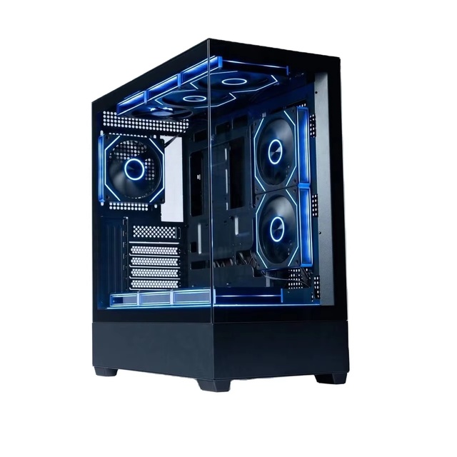 New Century Star Mid Tower Gaming PC Case Aluminum Alloy EATX with Tempered Glass Side Panel USB Front Ports