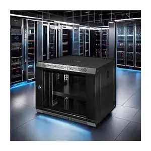 Estante de servidor de centro de datos montado en la pared de 19 pulgadas 15U Puerta de vidrio templado gabinete de red de metal 9U530*400 Modelo Stock disponible