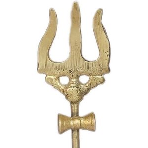 PARIJAT HANDICRAFT Brass Trishool Trident Art Deco Tabletop Decor for <b>Home</b> <b>Temple</b> Use - Product Image 2