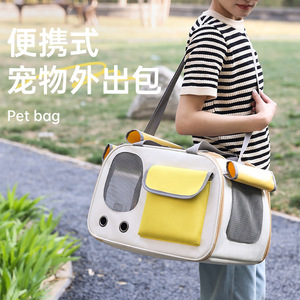 Large capacity breathable single shoulder crossbody bag, summer <b>cat</b> outing bag, portable dog and <b>cat</b> bag, pet bag, pet supplies. - Product Image 1