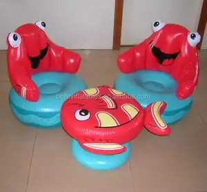 Set meja dan kursi ikan tiup desain baru pabrik untuk anak-anak