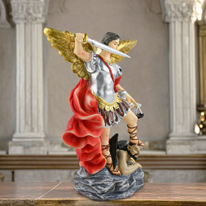Statuette en résine peinte à la main de Saint Michel Archange, protecteur catholique, éliminateur de <span class=keywords><strong>démons</strong></span>, écologique, pour Noël - Product Image 2