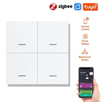 Interruptor de Pared Inteligente Inalámbrico Tuya de 4 Canales, Mecánico, Zigbee2MQTT, Más Vendido