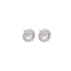 Ensemble de pendentif en forme de fleur en argent S925, bague et boucles d'oreilles, accessoires de bijoux tendance pour femmes, bricolage, plateau vide 1383 - Product Image 5