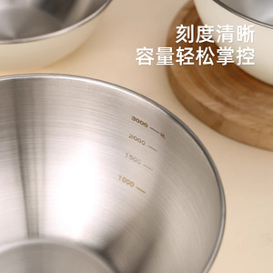 Tazón para ensalada de acero inoxidable de 3L, tazón multiusos para mezclar, cocinar y preparar ensaladas en la cocina - Product Image 4