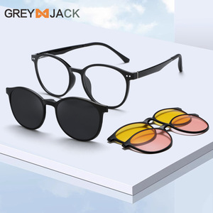 Nuevas monturas de gafas magnéticas TR90 para mujer con gafas de sol polarizadas, protección UV, estilo de montura redonda grande 6218 - Product Image 5