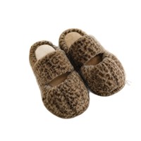 Chaussons d'intérieur pour femme, toutes saisons, à motif léopard, doublés velours, respirants, antidérapants, chauds, silencieux, style demi-Baotou, design patte de chat