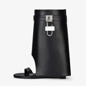 New Designed Square Toe Peep-Toe Mid-Calf Super High Heel Pants Boots Fashion Wedge Heel Lock Summer Cool Boots For Women