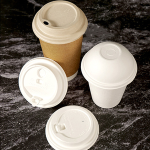 Couvercle de tasse en papier de pulpe de canne à sucre <span class=keywords><strong>jetable</strong></span> écologique calibre 80 90 couvercle de tasse en papier dégradable café lait thé - Product Image 3