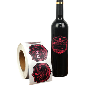 Tùy chỉnh in ấn sang trọng dày kết cấu bông giấy 3D Matt lá vàng dập nổi nhãn dán nhãn cho chai rượu vang - Product Image 1