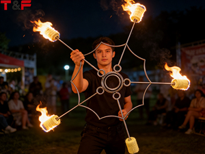 Ruota di fuoco in metallo, attrezzo per performance con il fuoco, strumento per giocoleria con il fuoco per ballerini di fuoco - Product Image 1