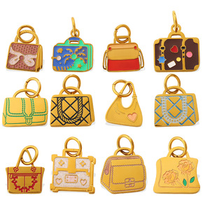 Colorful <b>Bag</b> <b>Charms</b> Stainless Steel DIY Jewelry Accessories For Bracelet Necklace Unisex Fashion Pendants - Product Image 5